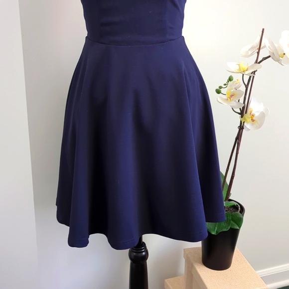 Lulu's Navy Blue Ribcage Style Back Mini Skater Dress - Size: S - Picture 5 of 12